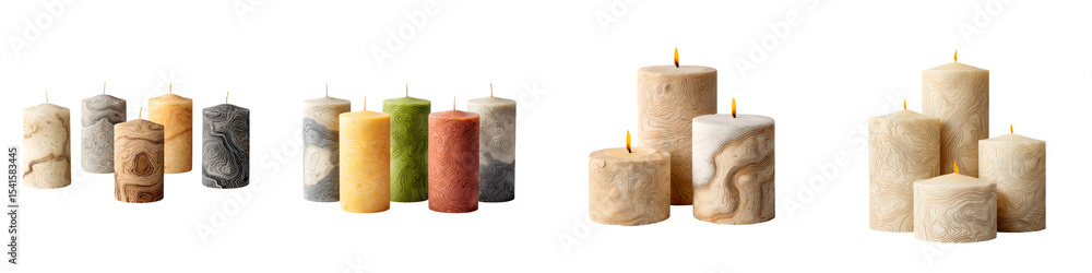 Aufkleber textured wax pillar candles in various colors and patterns long title an assortment of handmade wax 