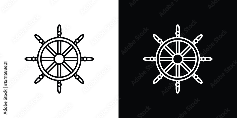 Poster dharmachakra icon design. simple stroke line vector icon set