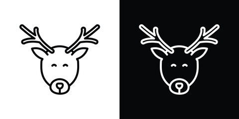 Deer rudolph icon design. simple stroke line vector icon set