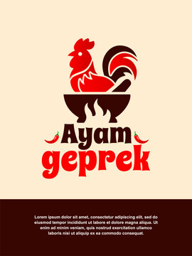 unique geprek chicken logo suitable for spicy chicken culinary business with traditional vintage design