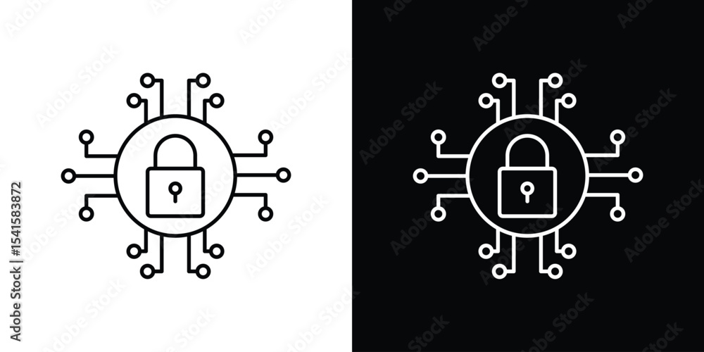 Aufkleber cyber security icon design. simple stroke line vector icon set