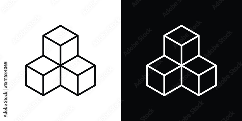 Poster cubes icon design. simple stroke line vector icon set