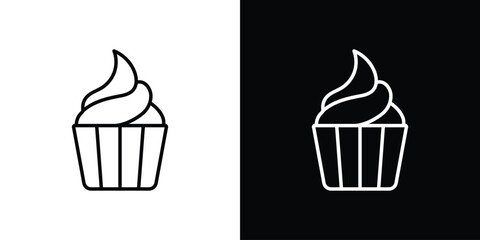 Cupcake icon design. simple stroke line vector icon set