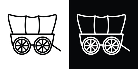 Covered wagon icon design. simple stroke line vector icon set