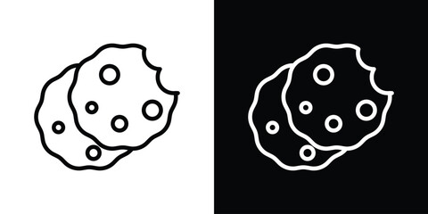 Cookie icon design. simple stroke line vector icon set