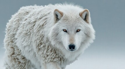 Obraz premium Intense Gaze: Close-up Portrait of a White Wolf