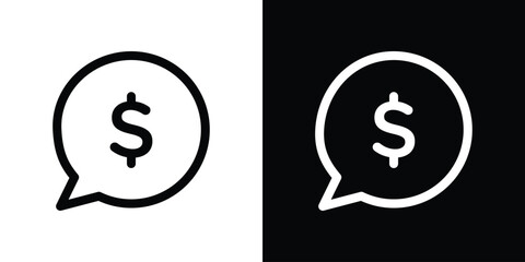 Comment dollar icon design. simple stroke line vector icon set
