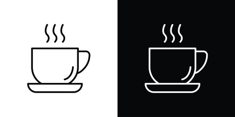 Coffee icon design. simple stroke line vector icon set