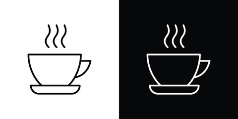 Coffee icon design. simple stroke line vector icon set
