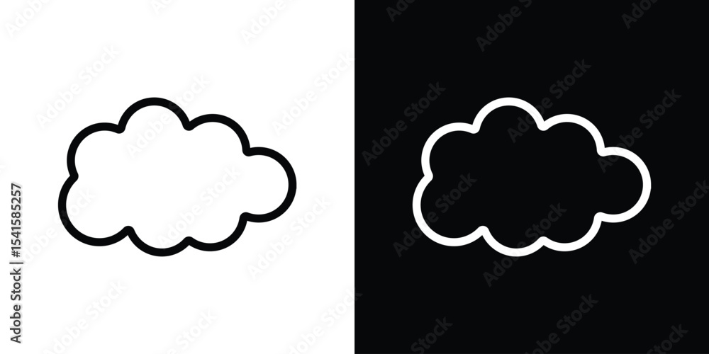 Aufkleber clouds icon design. simple stroke line vector icon set