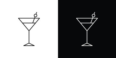 Cocktail icon design. simple stroke line vector icon set