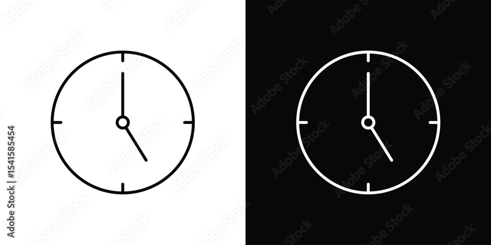 Poster clock-five icon design. simple stroke line vector icon set