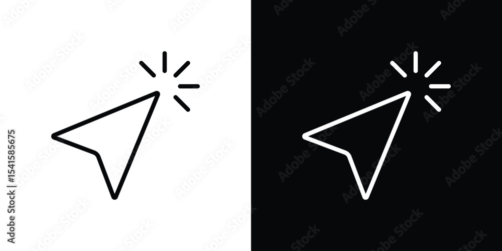 Poster click icon design. simple stroke line vector icon set