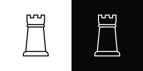 Chess rook icon design. simple stroke line vector icon set © Warpiya
