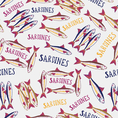 sardines seamless pattern for background, fabric, cover, wallpaper, etc.