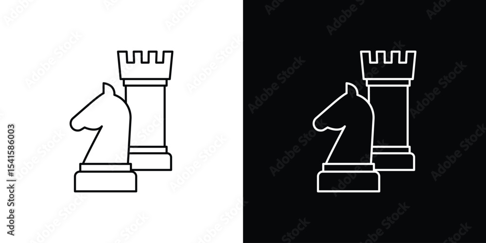 Poster chess icon design. simple stroke line vector icon set