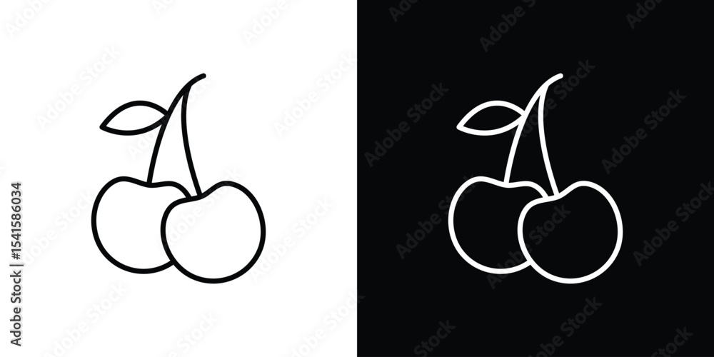 Poster cherry icon design. simple stroke line vector icon set