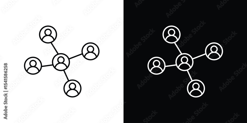 Poster chart network icon design. simple stroke line vector icon set