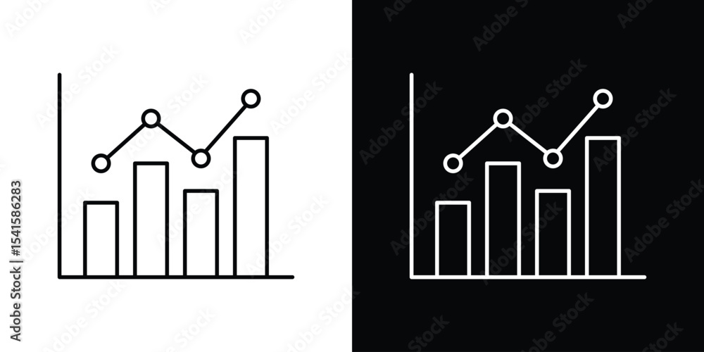 Poster Chart histogram icon design. simple stroke line vector icon set