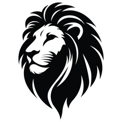 Black silhouette of lion head, Lion silhouette logo