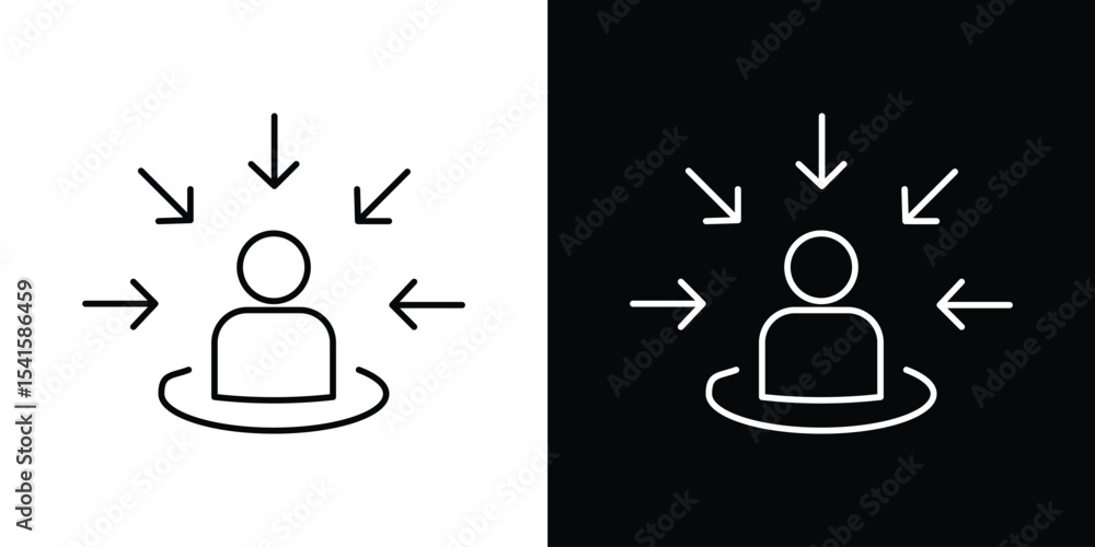 Poster centric consumer icon design. simple stroke line vector icon set