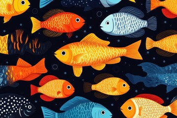 Fototapeta premium Fish pattern. Fish pattern texture with copy space. Close-up fish scale pattern. Aquatic animal design. Fish scales. Realistic fish pattern. Fish design background. Detailed fish pattern close-up. Mar