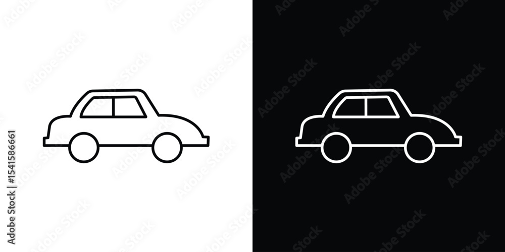 Poster car side view icon design. simple stroke line vector icon set