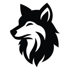 Fototapeta premium Black silhouette of Wolf head, Wolf silhouette logo