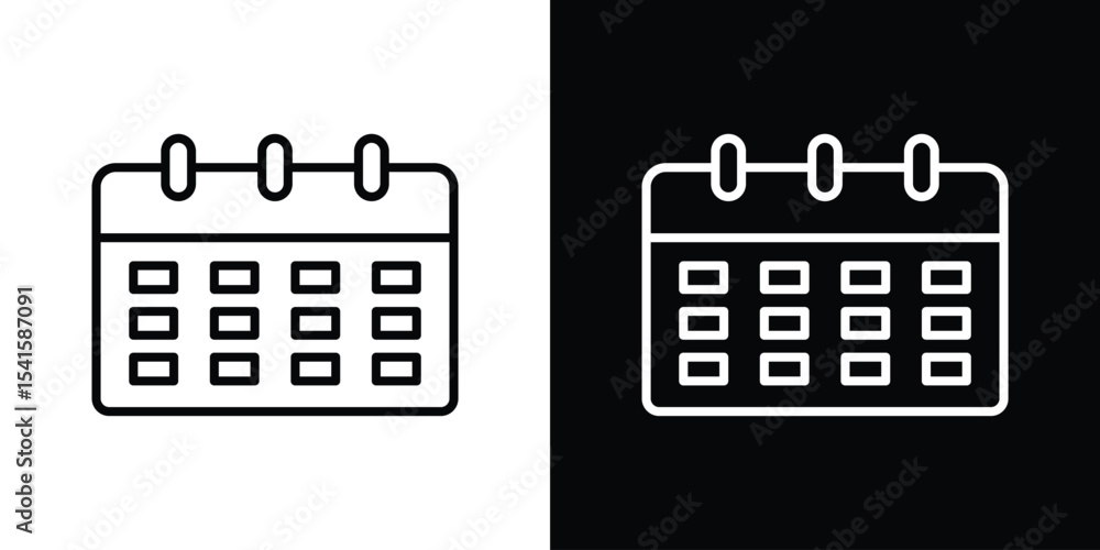 Poster calendar icon design. simple stroke line vector icon set