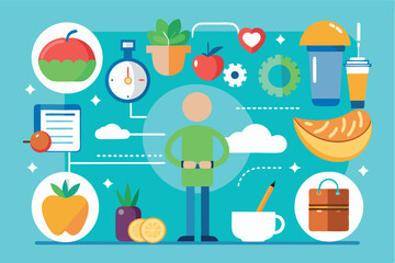 Visual representation of healthy lifestyle habits and choices at a casual setting