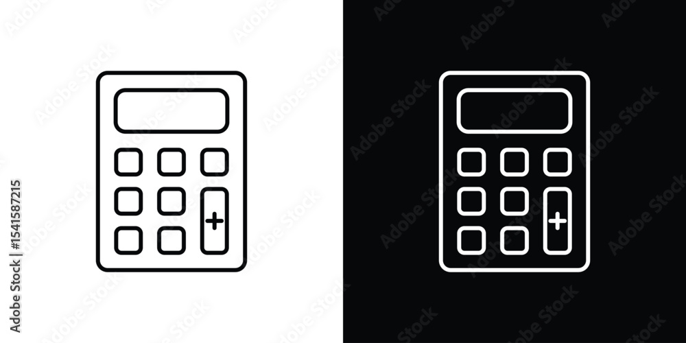 Poster calculator icon design. simple stroke line vector icon set