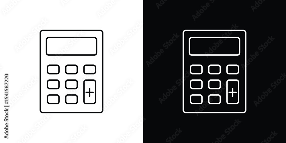 Poster calculator icon design. simple stroke line vector icon set