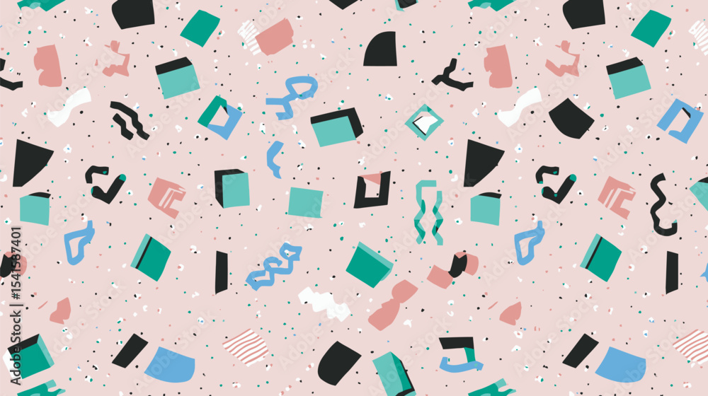 Aufkleber abstract shapes scatter across dotted pink surface creates pattern background design