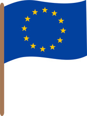 Flag of the European Union. Vector illustration of EU flag in flat style. Waving flag. Suitable for stickers, emblem etc.