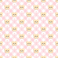 seamless pattern with teddy bears and bow
