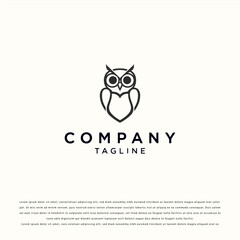 Minimalist Geometric Owl Logo in Dark Gray Line Art on Light Gray Background