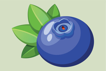 Fototapeta premium Fresh and vibrant blueberry with green leaves in detail