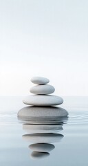 Stacked white stones on water, serene