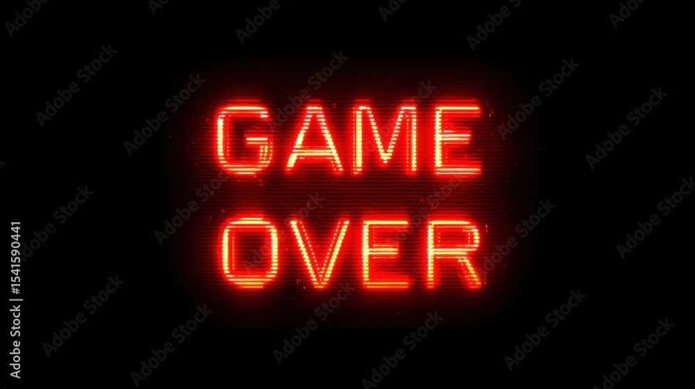 Poster Game Over Screen Featuring Glowing Red Text in Futuristic Glitch Style With a Blank Top Margin