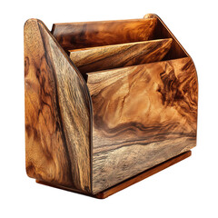Wooden organizer with three compartments.
