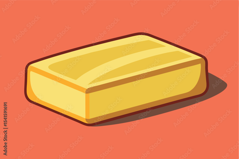 Poster yellow butter on a bold orange background showcasing its smooth texture and shape in a minimalist st