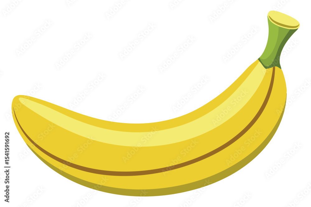 Poster bright yellow banana resting on a smooth surface in simple design