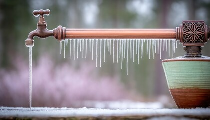 Frozen outdoor faucet