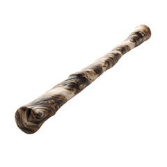 A long, wooden musical instrument with intricate grain patterns.