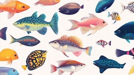 Fish pattern texture with copy space. Close-up fish scale pattern. Aquatic animal design. Fish scales. Realistic fish pattern. Fish design background. Detailed fish pattern. Marine Animal texture.