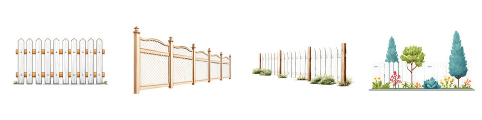 Naklejka premium Rustic wooden fence and landscaped backyard scene