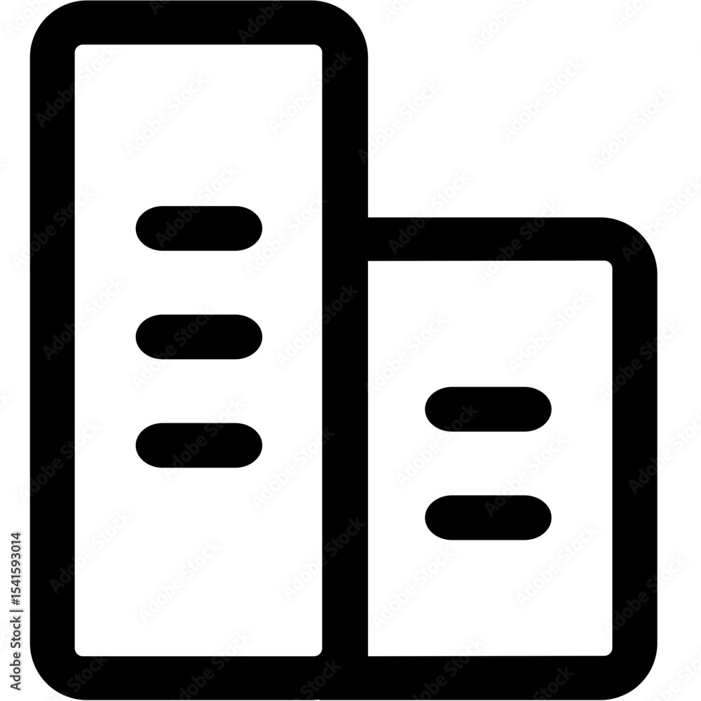 Aufkleber illustration of two vertical bar chart columns with rounded edges and data indicators inside each co