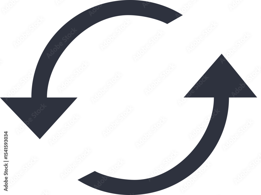 Poster illustration of two curved arrows pointing in opposite directions indicating a loop or cycle process