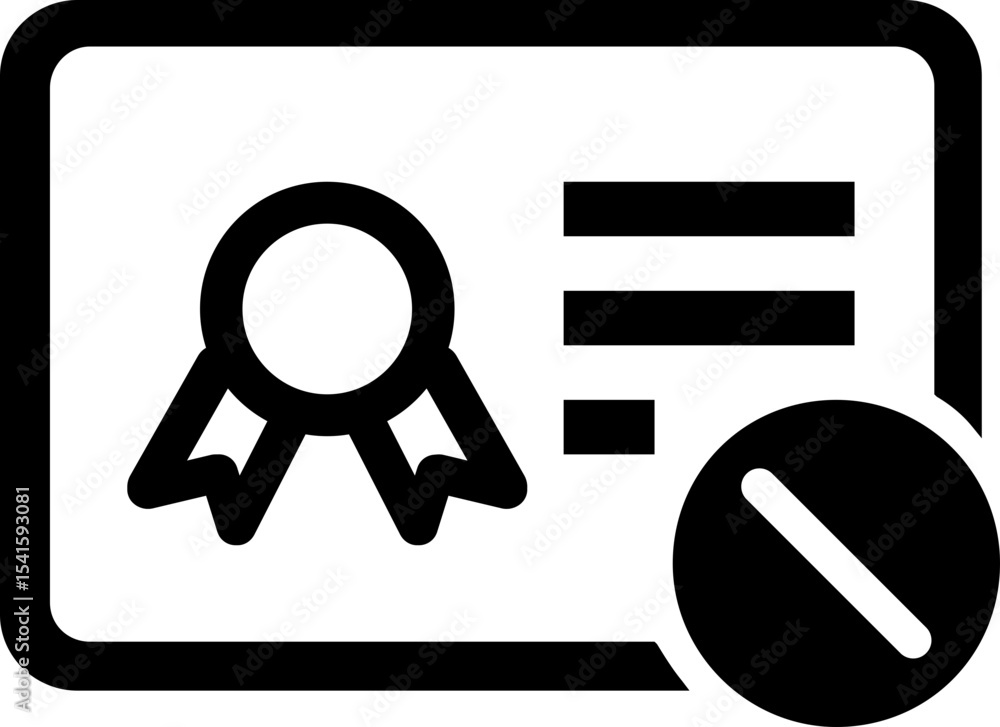 Poster certificate icon with seal and document information and a restricted access symbol displayed on the 