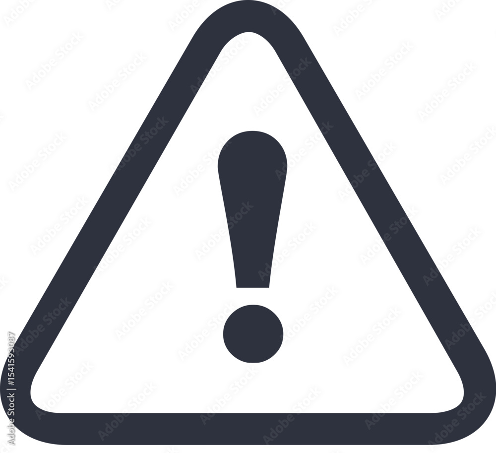 Poster a triangular warning sign with rounded corners containing a prominent exclamation point symbol insid